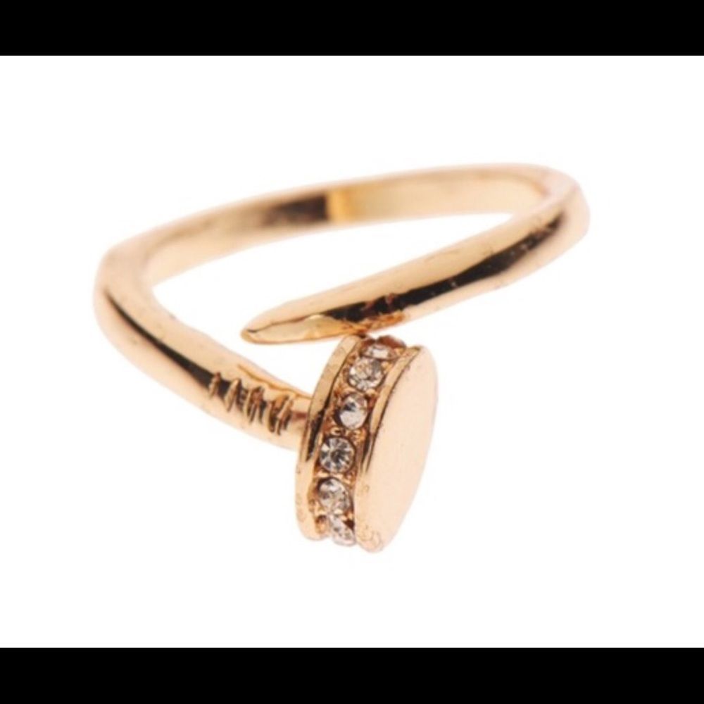 TJ Designs Gold Crystal Wrap Around Nail Midi Ring 9$